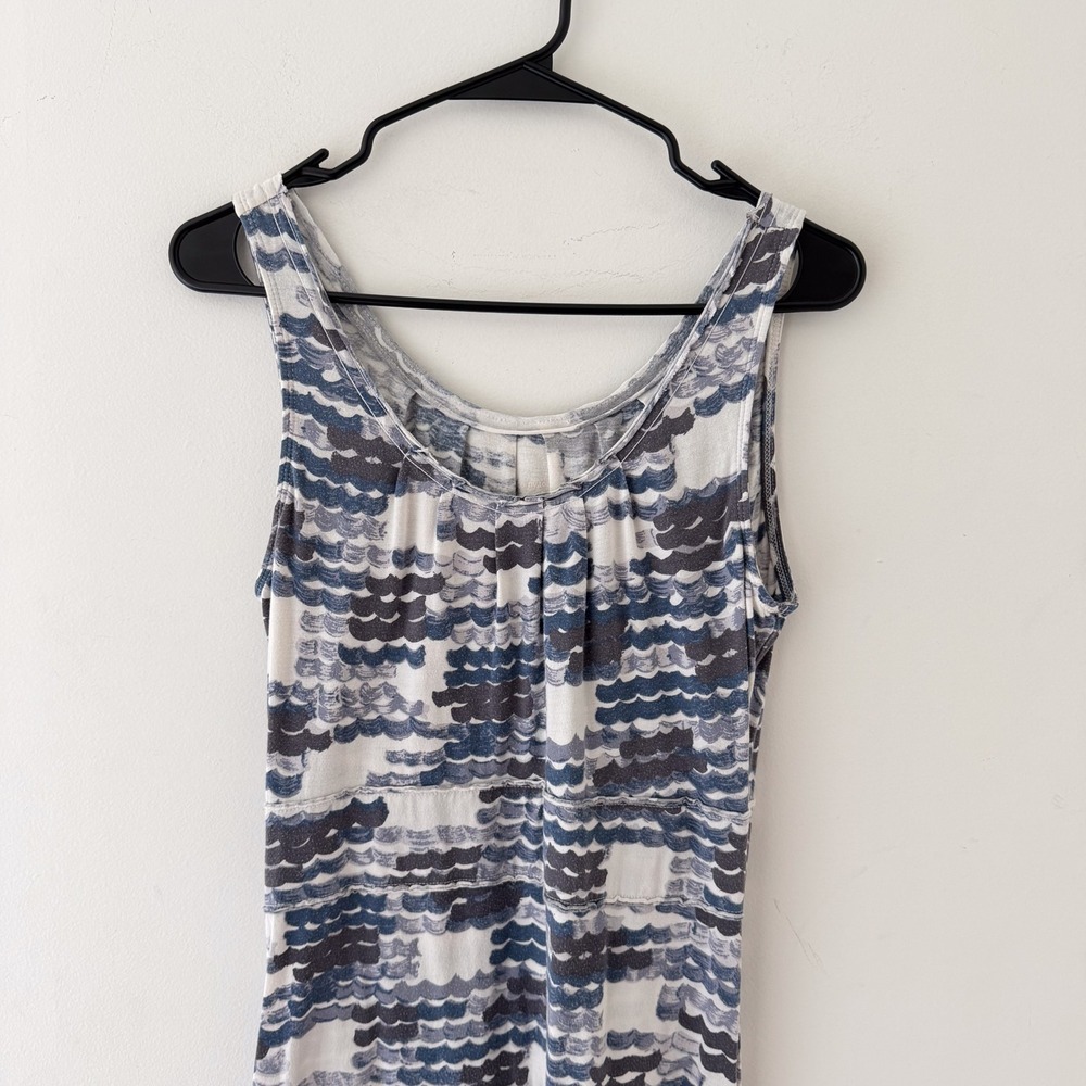 Horny Toad Sleeveless Dress S Wave Print Empire Organic Cotton Boho Coastal - Picture 3 of 8
